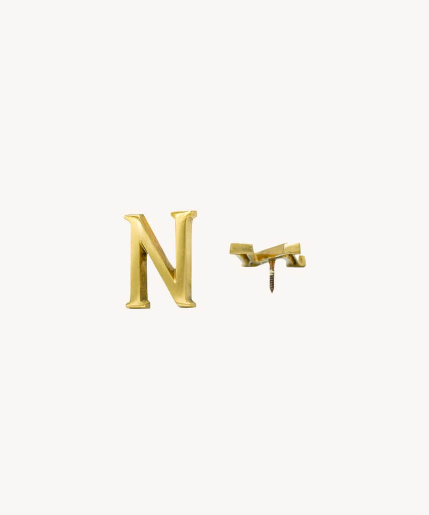 Gold Shiny Brass Letter N