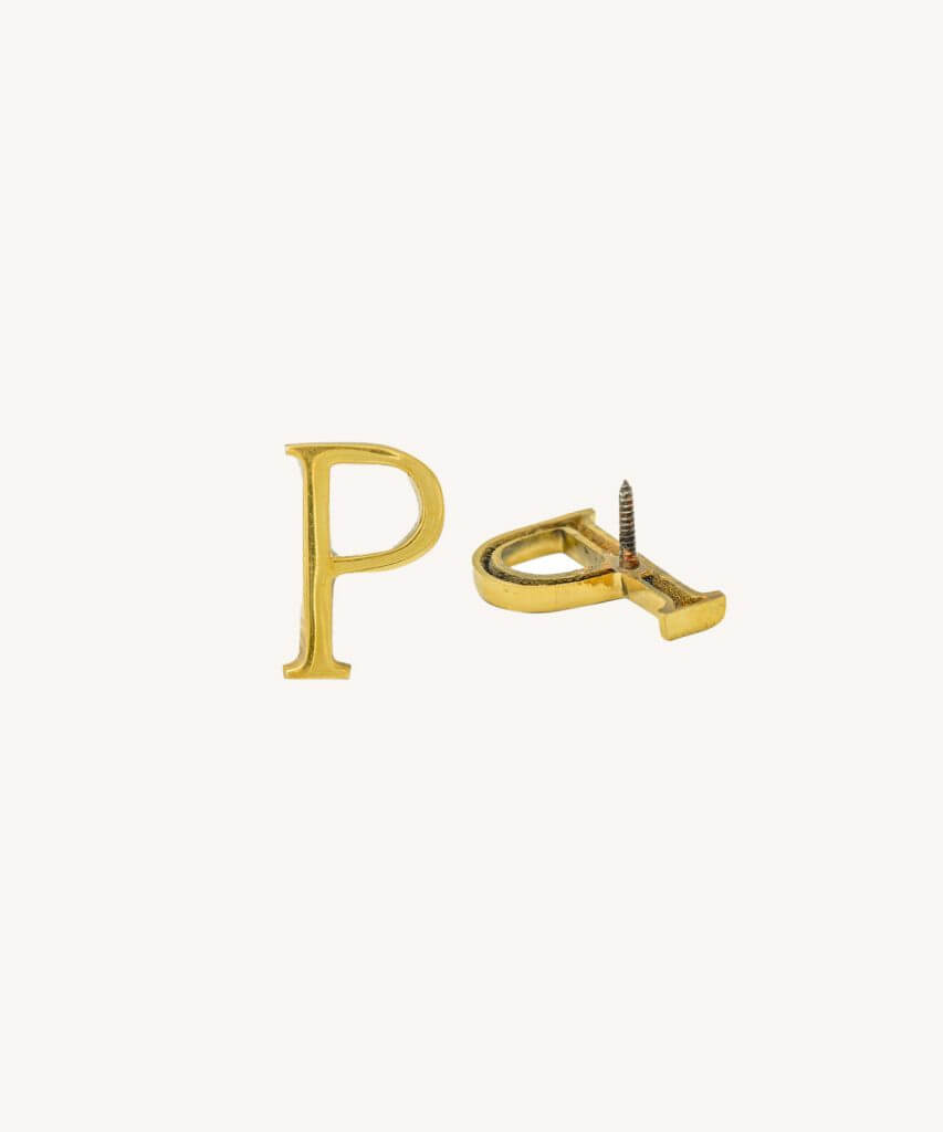Gold Shiny Brass Letter P