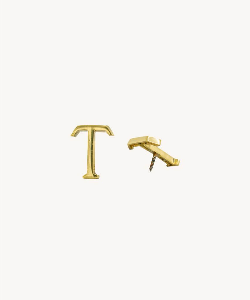 Gold Shiny Brass Letter T