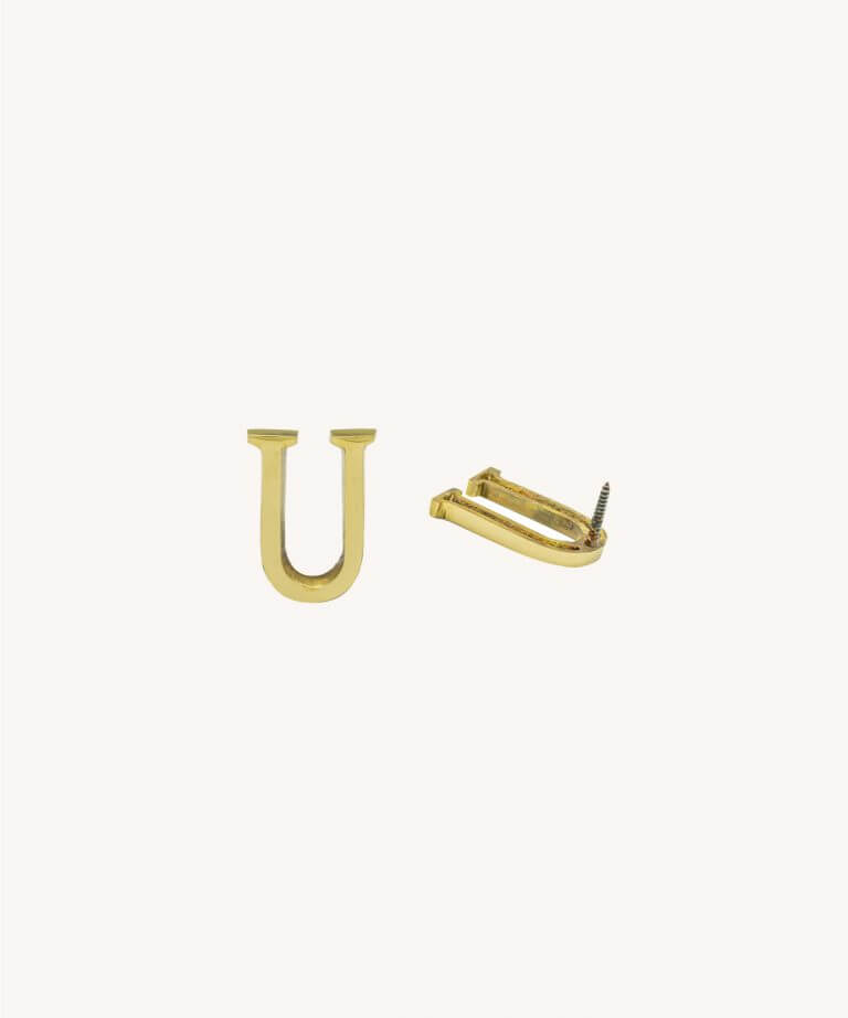 Gold Shiny Brass Letter U