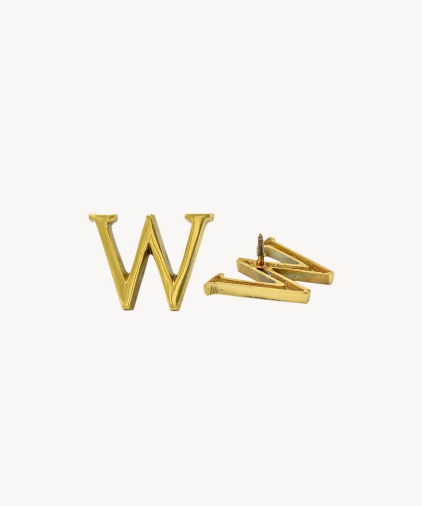 Gold Shiny Brass Letter W