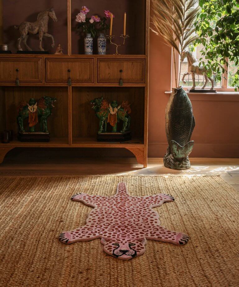Pinky Leopard Head Rug - Doing Goods