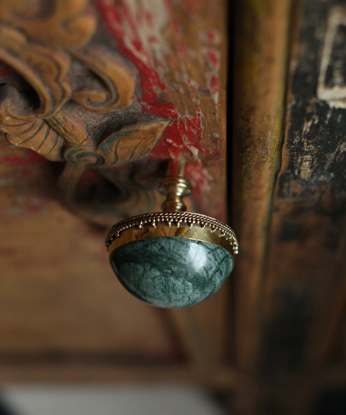 Moira Knob Green Marble XL