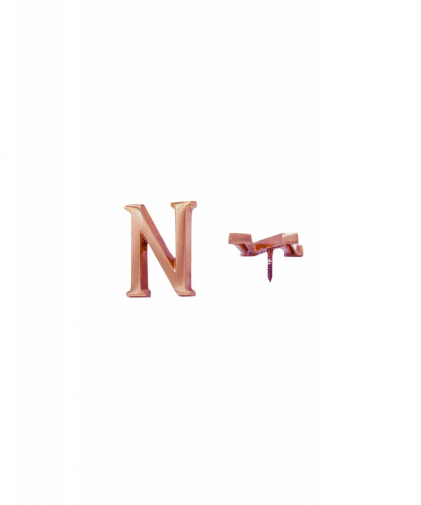 Copper Brass Letter N