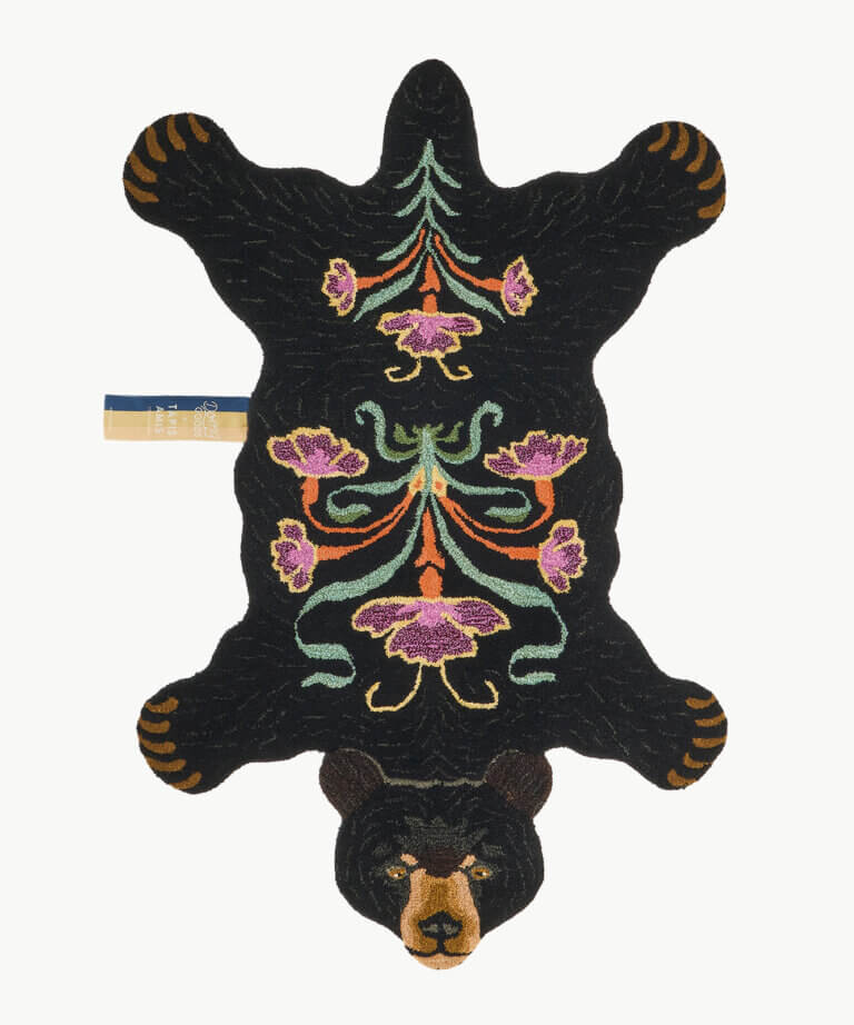 Blooming Black Bear Rug Large