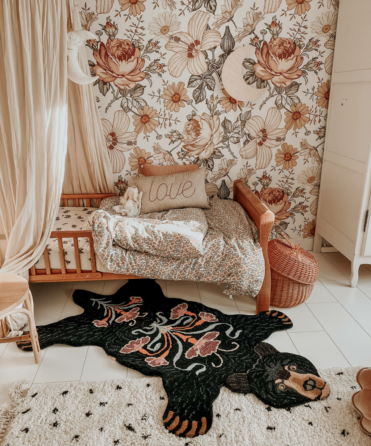 Blooming Black Bear Rug Large