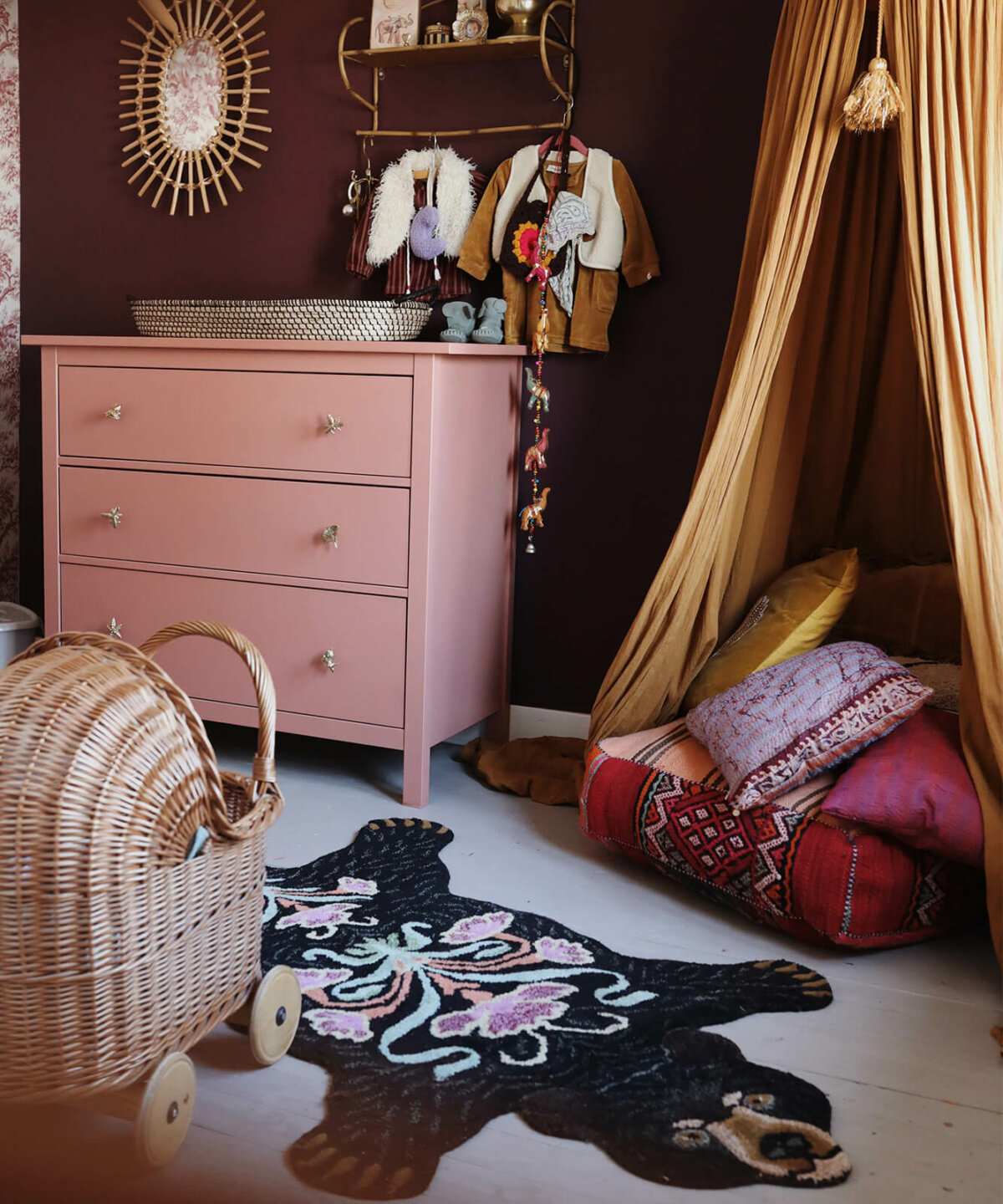 Blooming Black Bear Rug Small