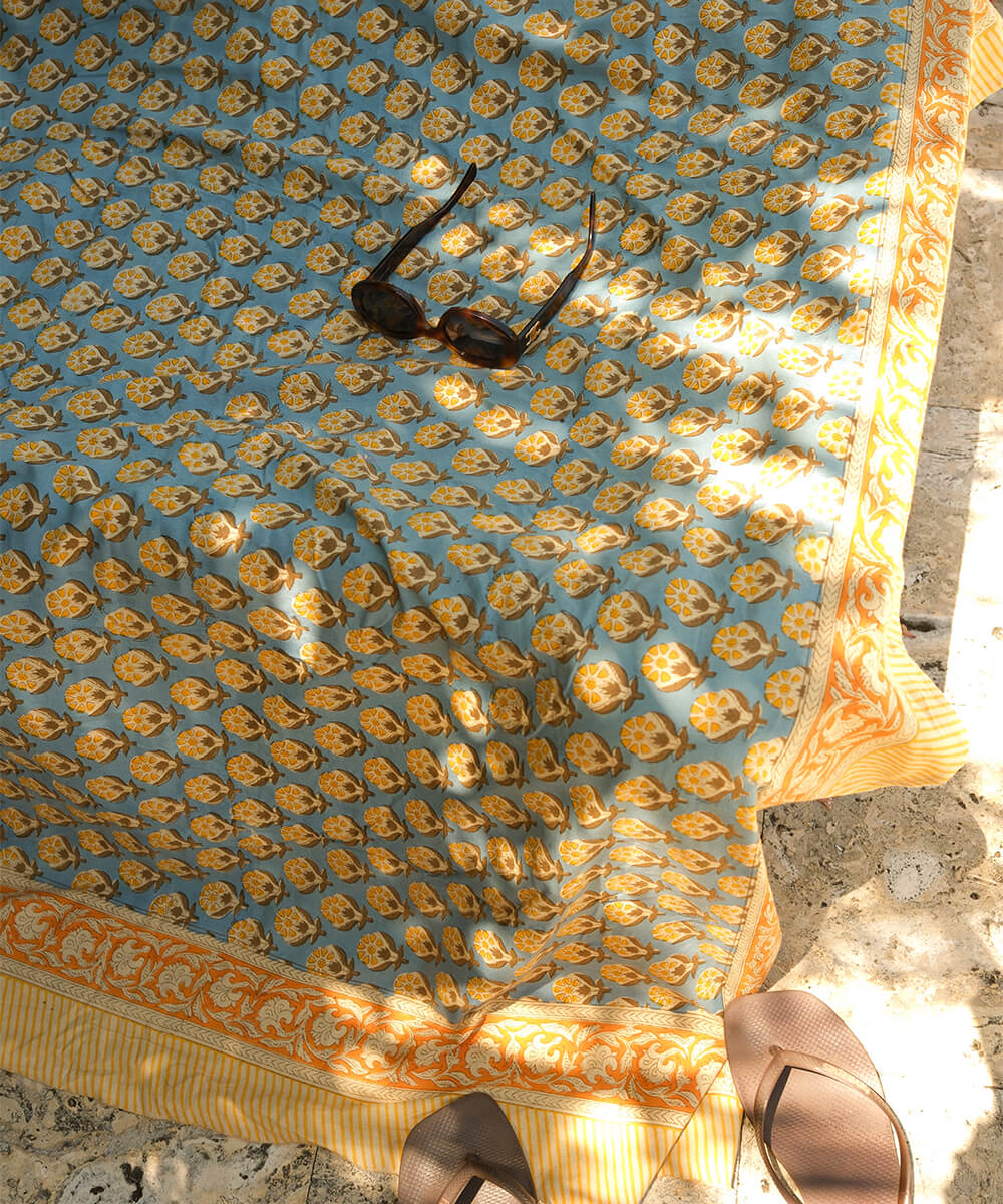 Blue Emma Single Throw in Tote Bag