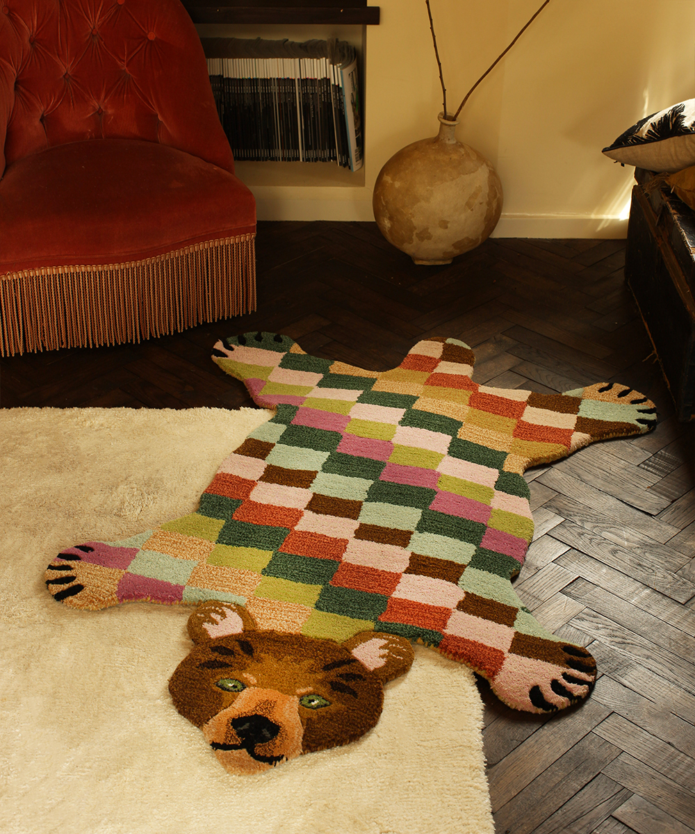 Archie Check Bear Rug Large