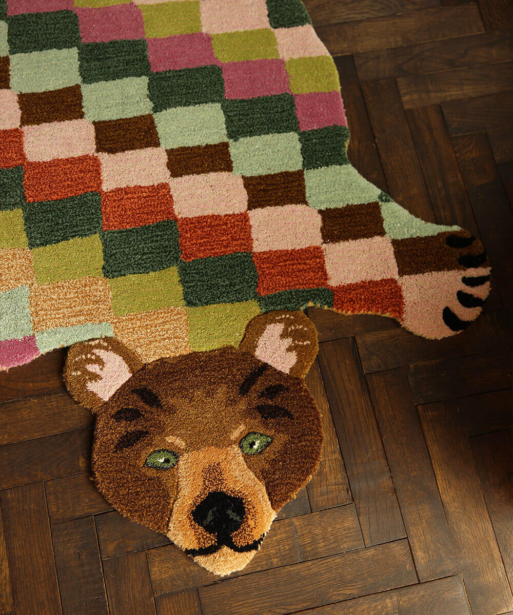 Archie Check Bear Rug Large