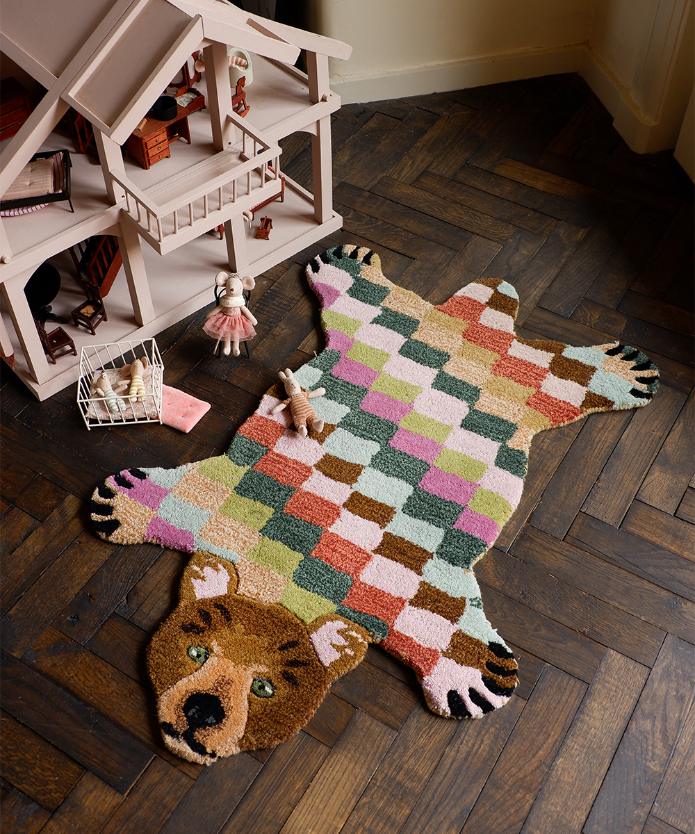 Archie Check Bear Rug Small