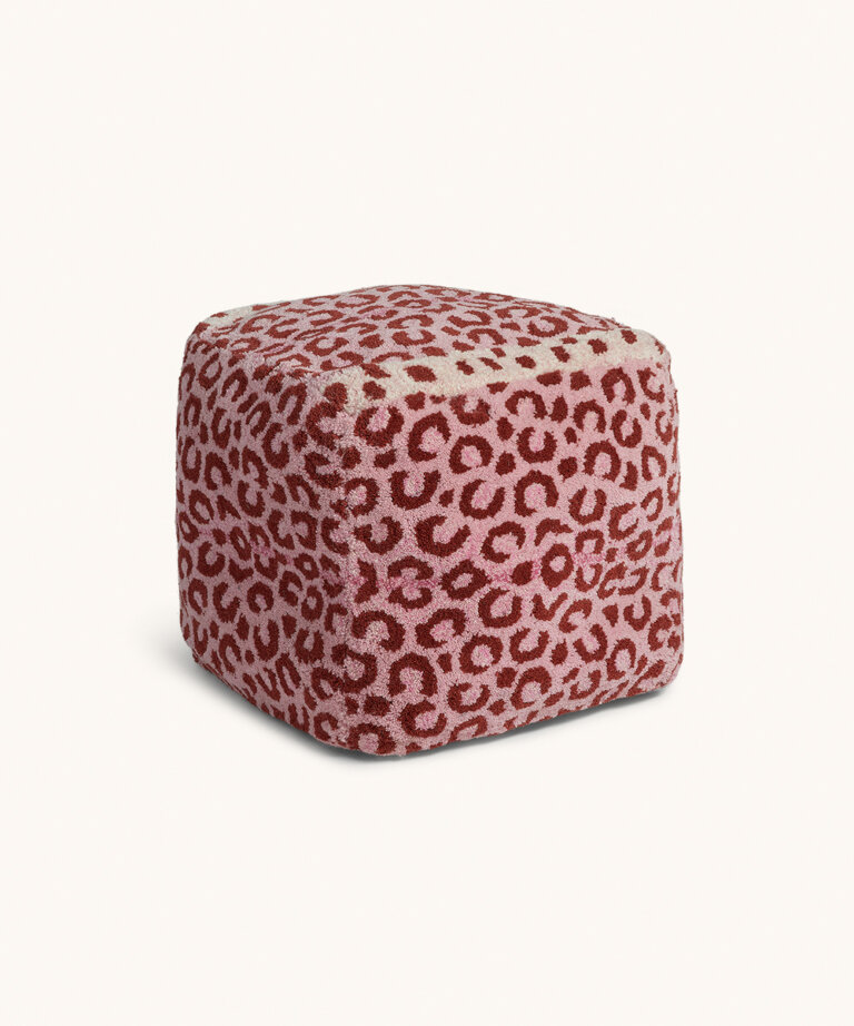 Rosa Leopard Pouf klein