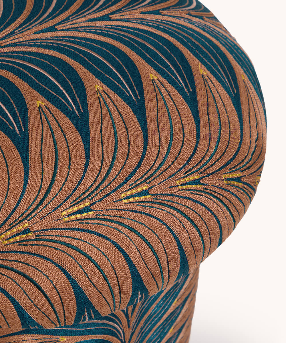 Milo Palm Embroidered Stool