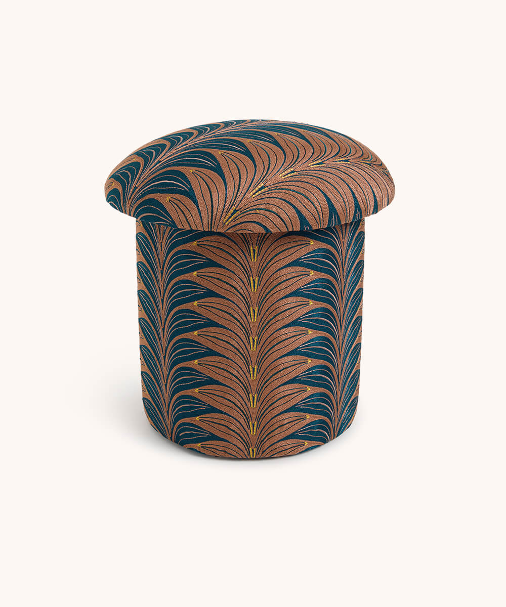 Milo Palm Embroidered Stool