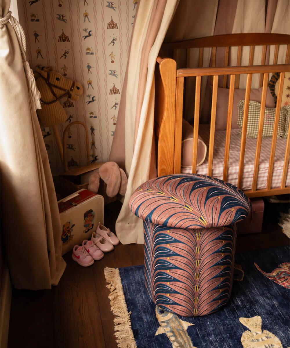 Milo Palm Embroidered Stool