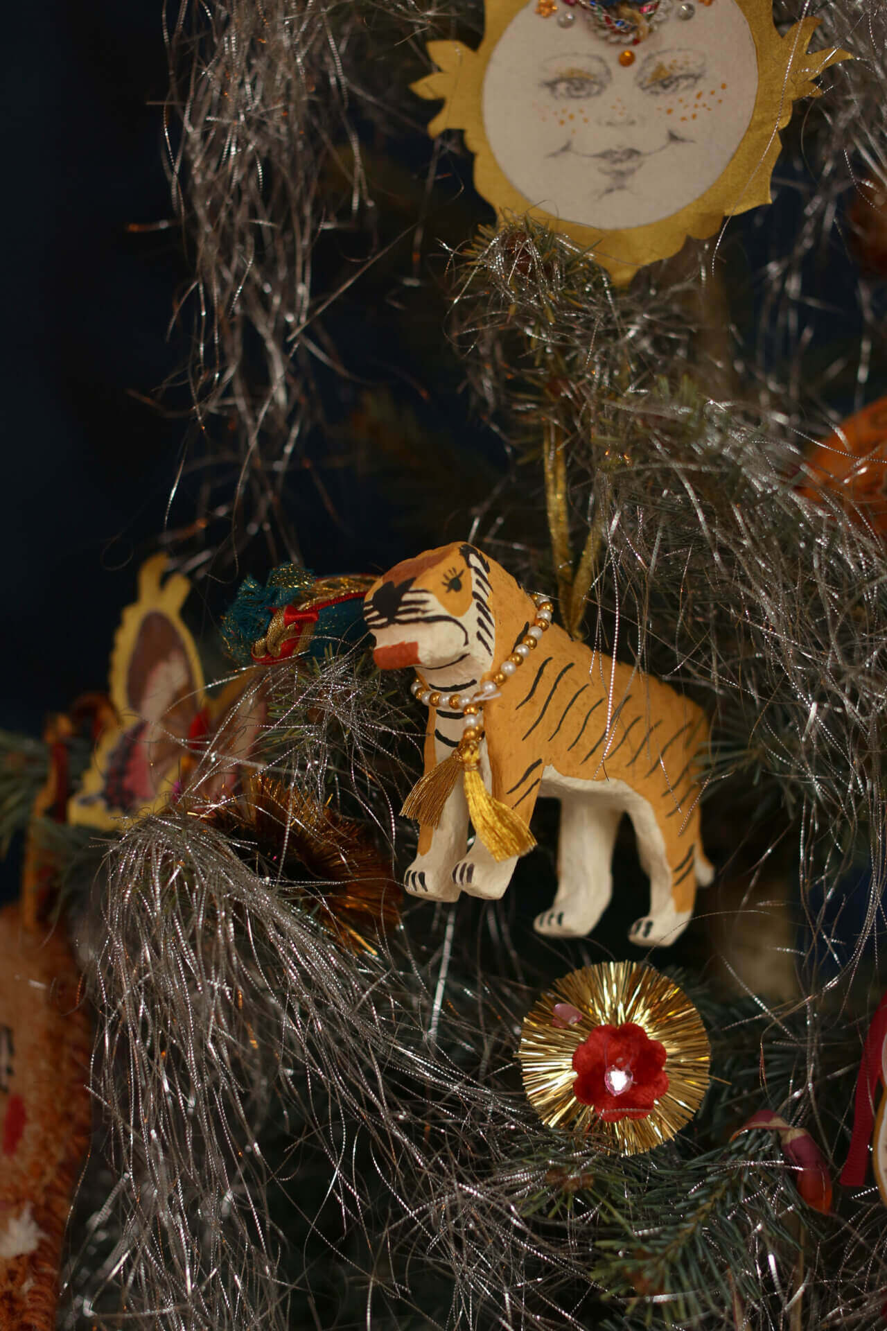 Tinsel Tiger Ornament