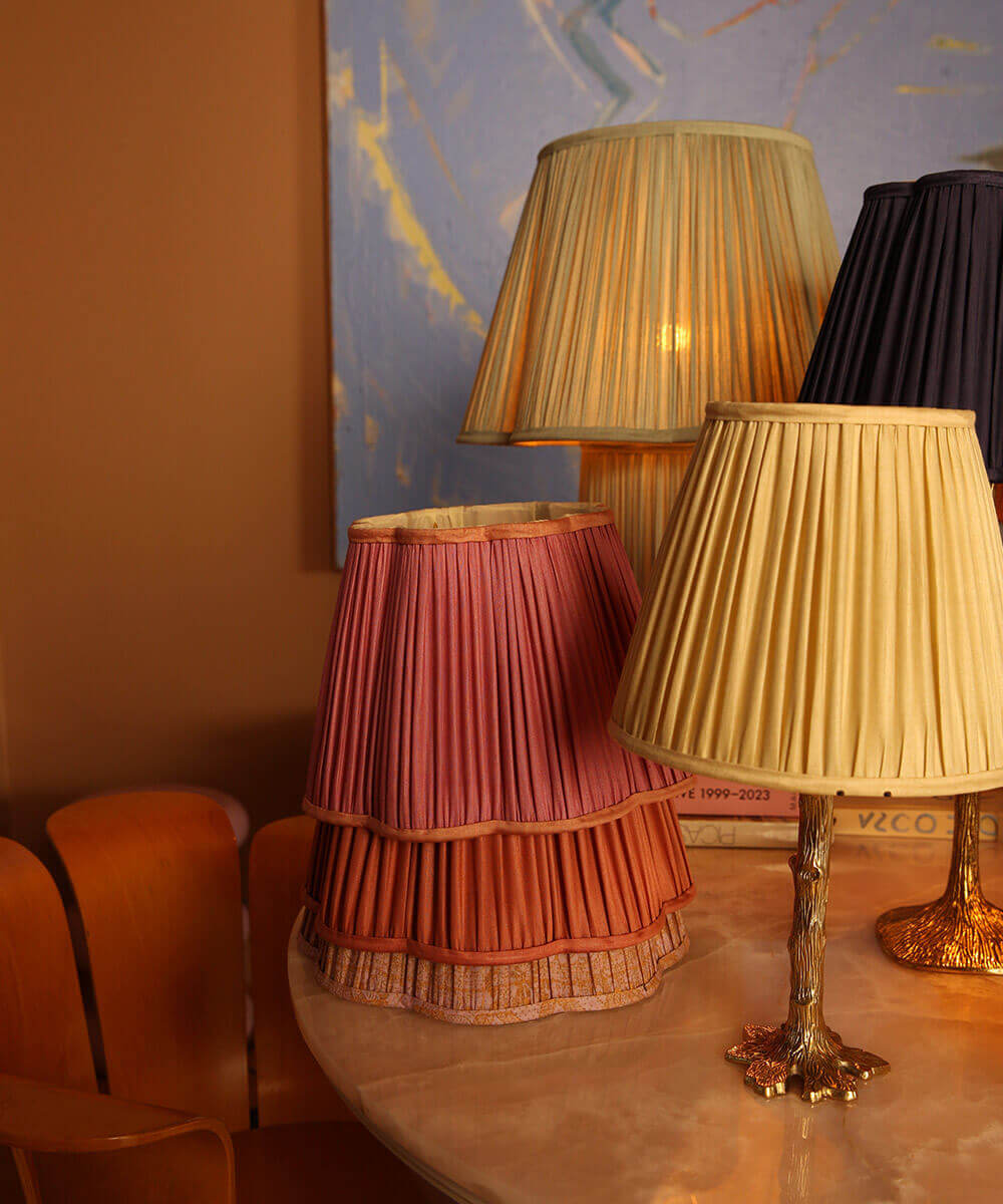 Diya Scalloped Lampshade Silk Fuchsia Ø 30 cm