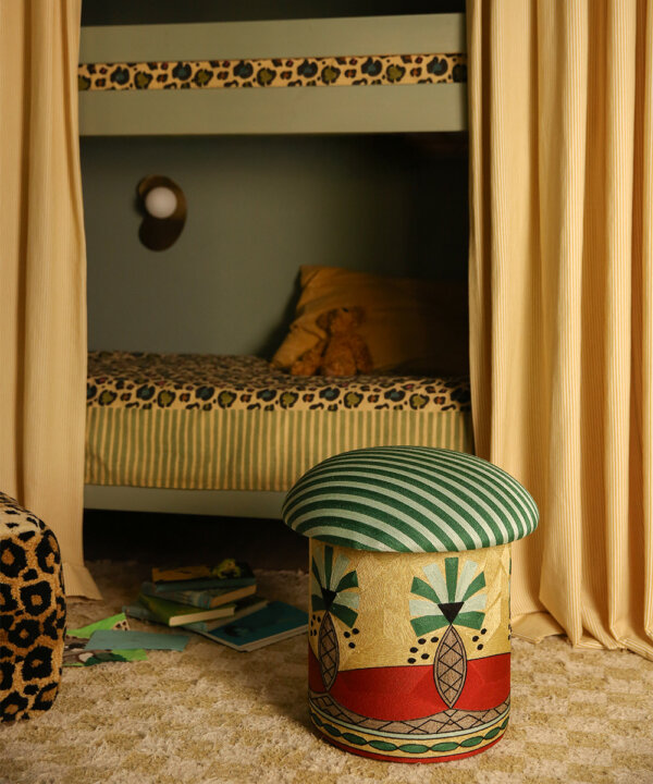 Paloma Palm Embroidered Stool