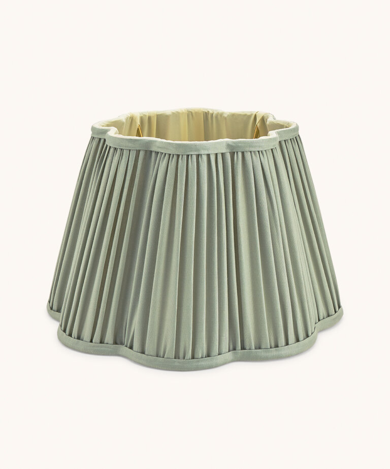 Diya Scalloped Lampshade Silk Sage Ø 30 cm