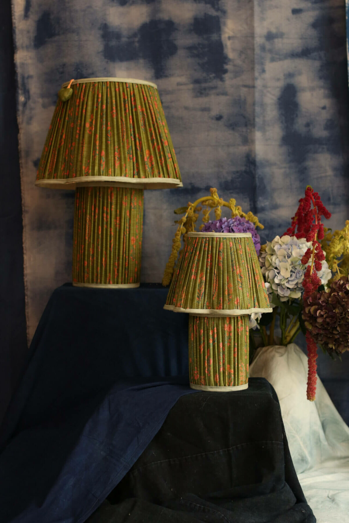 Myra Lamp Large Silk Sami Green