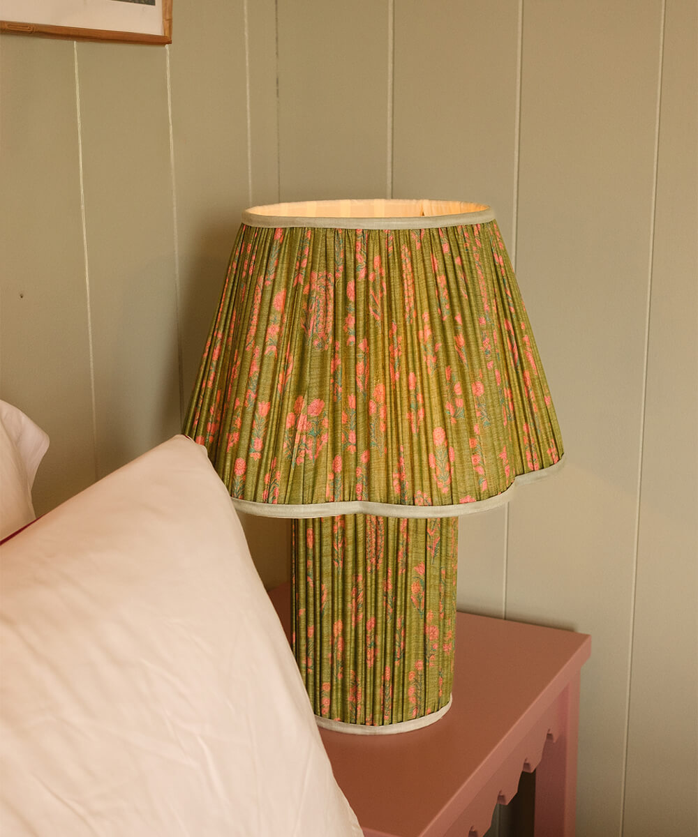 Myra Lamp Large Silk Sami Green