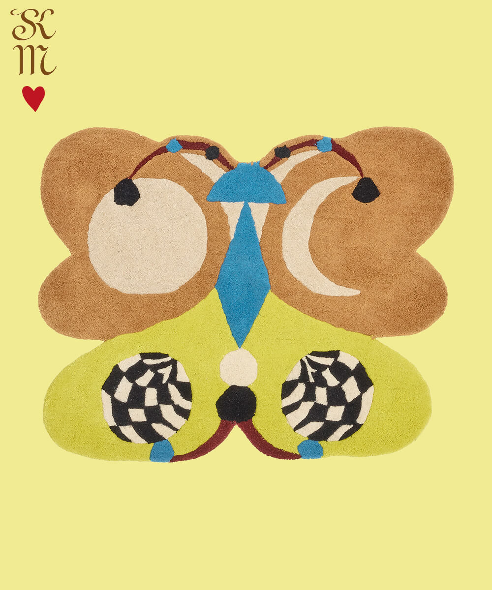 Melody Moon Butterfly Rug Lemon Large