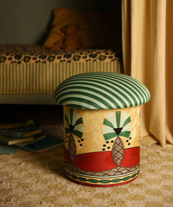 Paloma Palm Embroidered Stool