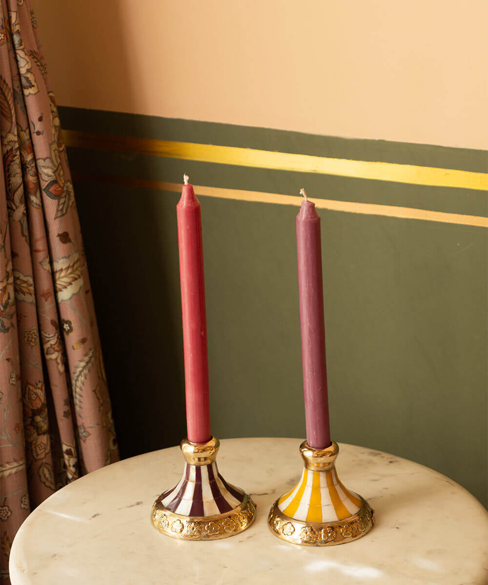 Sanya Striped Candle Holder Purple