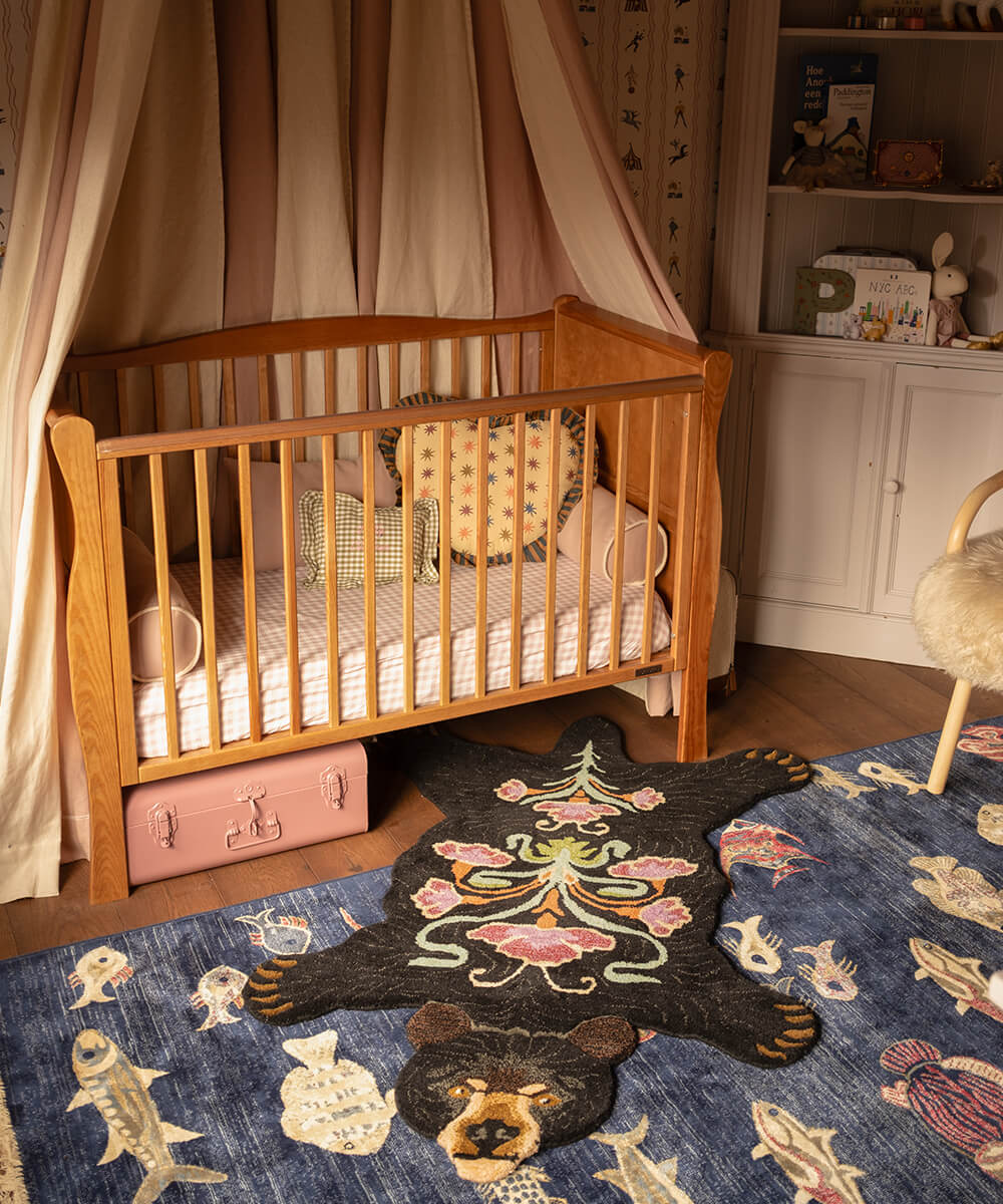 Blooming Black Bear Rug Large