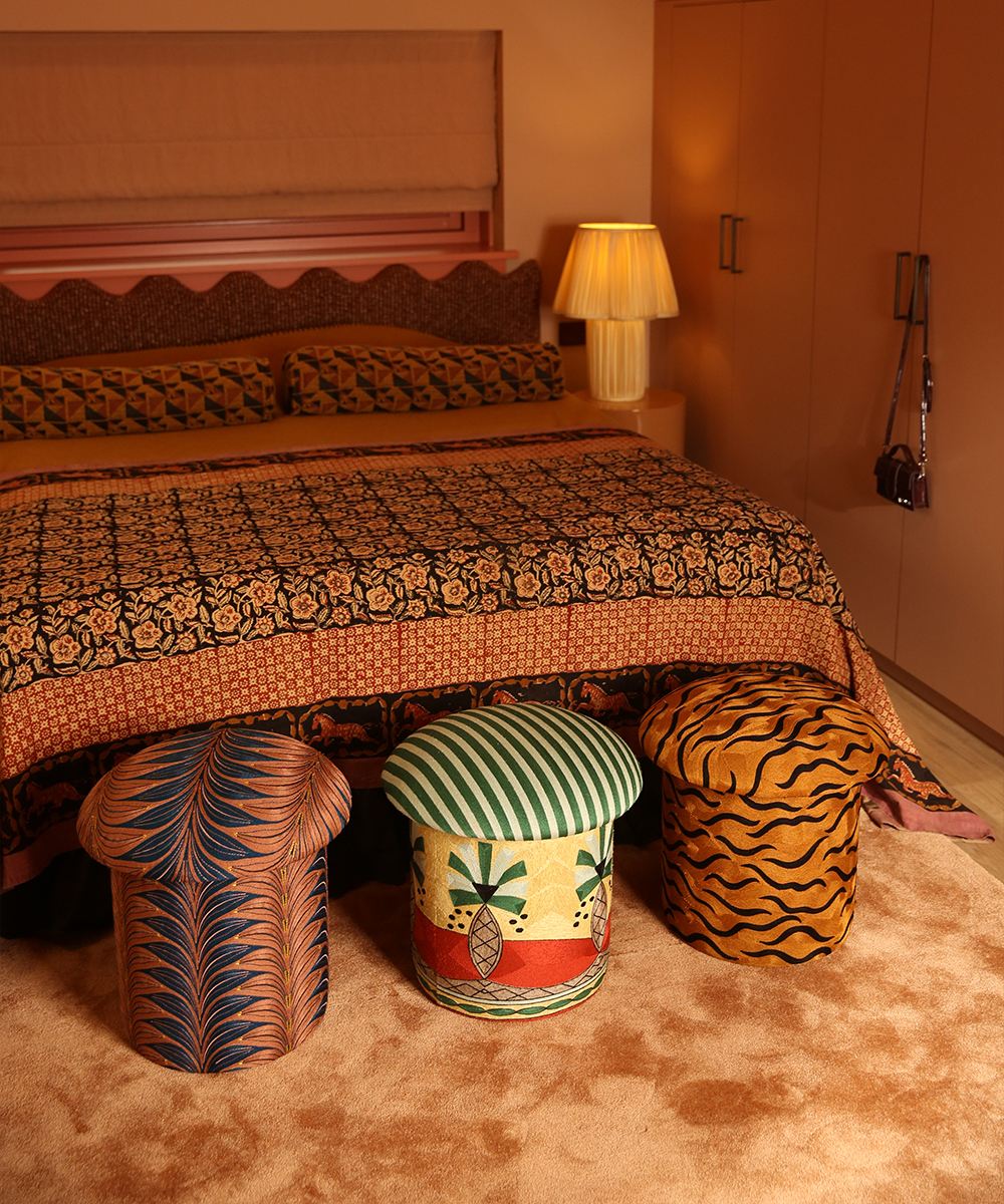 Milo Palm Embroidered Stool