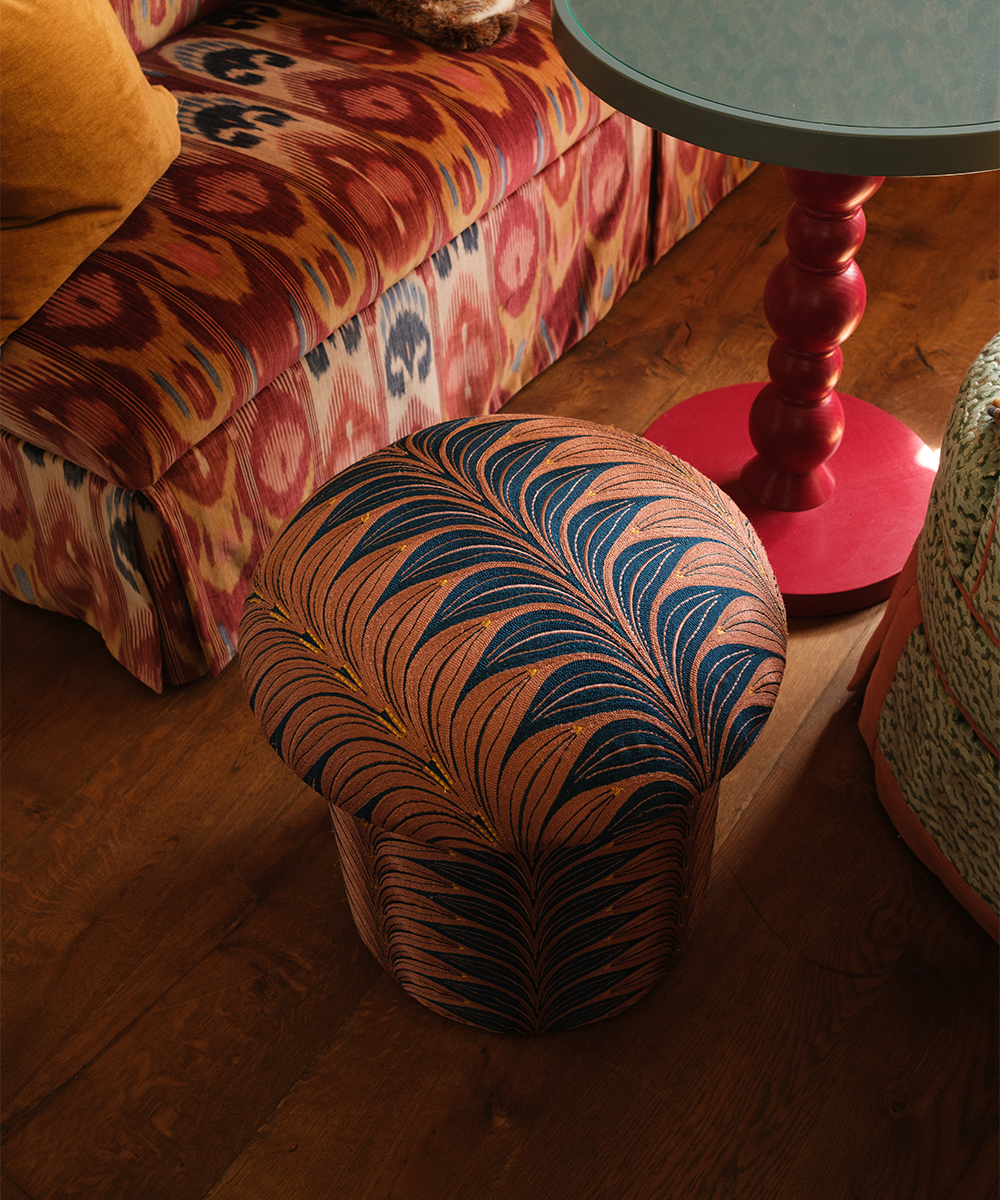Milo Palm Embroidered Stool