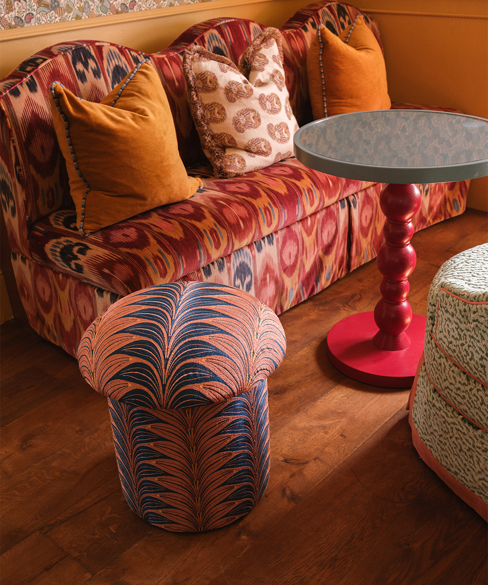 Milo Palm Embroidered Stool