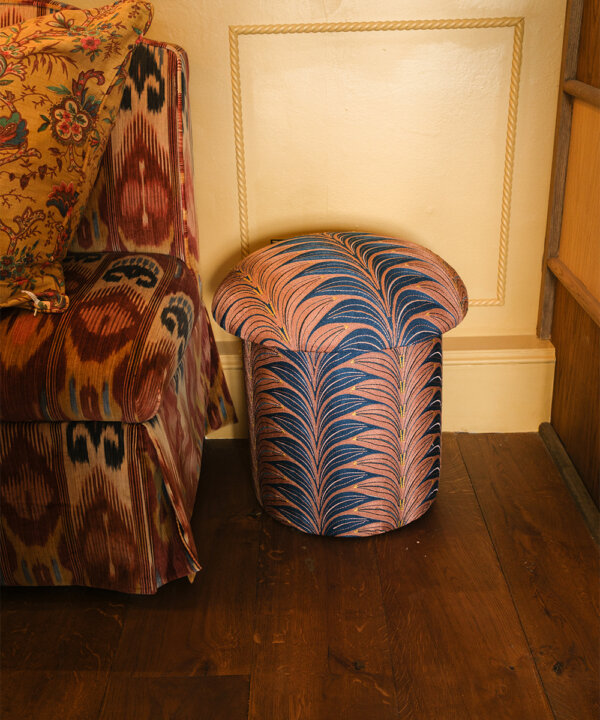 Milo Palm Embroidered Stool