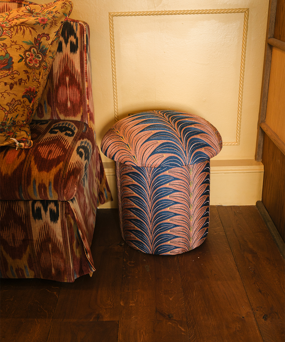 Milo Palm Embroidered Stool