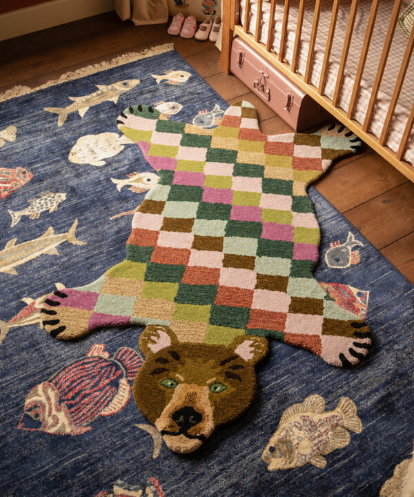 Archie Check Bear Rug Large